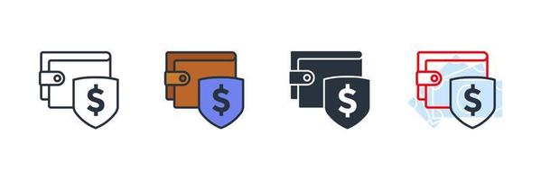 Ilustración de vector de logotipo de icono de billetera de protección. plantilla de símbolo de pagos de seguridad para la colección de diseño gráfico y web