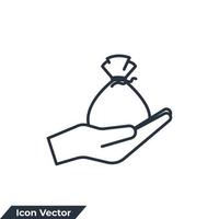 ilustración de vector de logotipo de icono de bolsa de dinero. plantilla de símbolo de finanzas para la colección de diseño gráfico y web