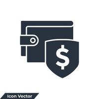 Ilustración de vector de logotipo de icono de billetera de protección. plantilla de símbolo de pagos de seguridad para la colección de diseño gráfico y web