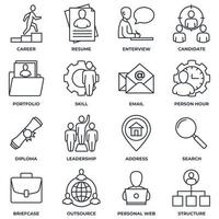 Set of Head Hunting, career, resume, enterview, candidate and more icon logo vector illustration. recruiting pack symbol template for graphic and web design collection