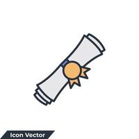 diploma icon logo vector illustration. Certificate symbol template for graphic and web design collection