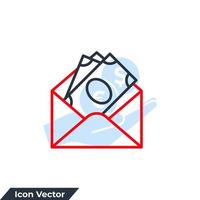 Salary in envelope icon logo vector illustration. dollar bills in envelope symbol template for graphic and web design collection