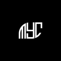 diseño del logotipo de la letra myc sobre fondo negro. concepto de logotipo de letra de iniciales creativas myc. diseño de letras myc. vector