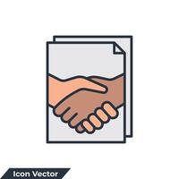 contract icon logo vector illustration. Business contract handshake symbol template for graphic and web design collection