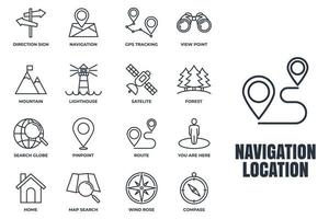 Set of Navigation location icon logo vector illustration. location pack symbol template. home, pinpoint, direction sign, compass and more for graphic and web design collection