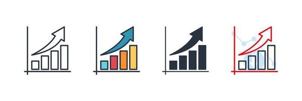 growth icon logo vector illustration. Growing bar graph symbol template for graphic and web design collection