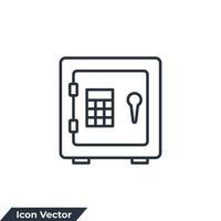 Ilustración de vector de logotipo de icono de caja fuerte bancaria. caja fuerte de dinero y plantilla de símbolo de casillero para la colección de diseño gráfico y web