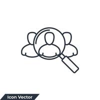 education icon logo vector illustration. Magnifier with human symbol template for graphic and web design collection