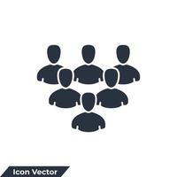 equipo icono logo vector ilustración. plantilla de símbolo de red de grupo de usuarios para la colección de diseño gráfico y web