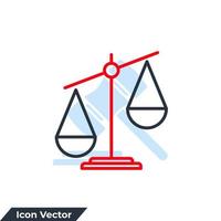 Justice scales icon logo vector illustration. Judgement scale symbol template for graphic and web design collection