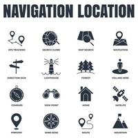 Set of Navigation location icon logo vector illustration. location pack symbol template. home, pinpoint, direction sign, compass and more for graphic and web design collection