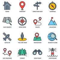 Set of Navigation location icon logo vector illustration. location pack symbol template. home, pinpoint, direction sign, compass and more for graphic and web design collection