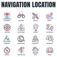 Set of Navigation location icon logo vector illustration. location pack symbol template. home, pinpoint, direction sign, compass and more for graphic and web design collection