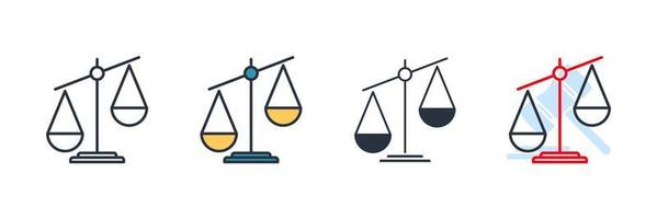 Ilustración de vector de logotipo de icono de escalas de justicia. plantilla de símbolo de escala de juicio para la colección de diseño gráfico y web