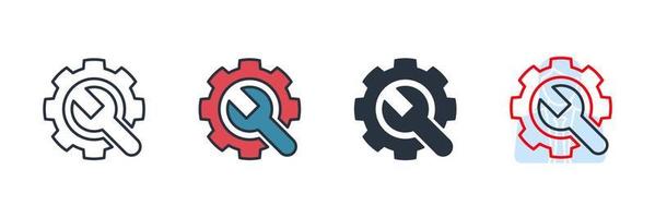 Gear and Wrench icon logo vector illustration. Service tool symbol template for graphic and web design collection