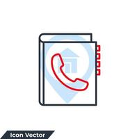 contacto icono logo vector ilustración. plantilla de símbolo de teléfono en libro para colección de diseño gráfico y web