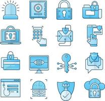 Set of Vector Icons Related to Security. Contains such Icons as Secure vault, Email virus threat , Fingerprint Scanner and more.