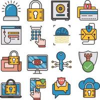 Set of Vector Icons Related to Security.