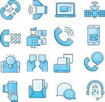 conjunto de iconos vectoriales relacionados con la comunicación. contiene íconos como chat, discusión, fax, soporte en línea y más. vector