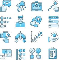 conjunto de iconos vectoriales relacionados con la retroalimentación. contiene íconos como debate, apreciaciones, calificación y más. vector