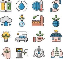 Set of Vector Icons Related to Ecology.