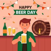 tarjeta de felicitación de celebración del día de la cerveza o publicación en redes sociales vector