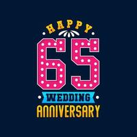 Happy 65th Wedding Anniversary celebration vector