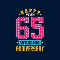 feliz celebración del 65 aniversario de bodas vector