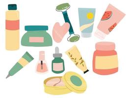 a set of skincare product illustration vector