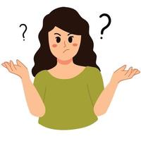 confused woman with question mark illustration vector