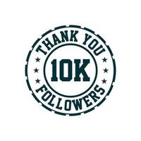 Thank you 10k Followers celebration, Greeting card for 10000 social followers. vector