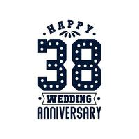 38 Anniversary celebration, Happy 38th Wedding Anniversary vector