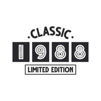 Born in 1988 Vintage Retro Birthday, Classic 1988 Limited Edition vector