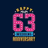 feliz celebración del 63 aniversario de bodas vector