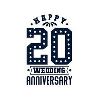 celebración del 20 aniversario, feliz 21 aniversario de bodas vector