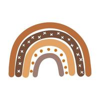 Boho rainbow in pastel and brown colors isolated on white. Scandinavian vector cute rainbow