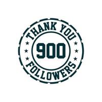 gracias celebración de 900 seguidores, tarjeta de felicitación para los seguidores de las redes sociales. vector