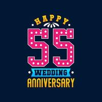 Happy 55th Wedding Anniversary celebration vector