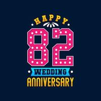 feliz celebración del 82 aniversario de bodas vector