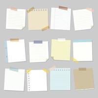 Blank reminder paper notes vector set