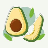 Ilustración de diseño plano de rodajas de aguacate fresco para icono de frutas y alimentos vector