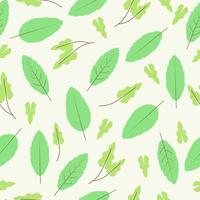 Seamless pattern of various green leaves. Can be used for natural or eco backgrounds and wallpaper. Flat design illustration vector