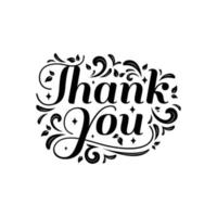 Thank you black typography. Handwritten modern brush lettering on white background. T-shirt print design, vector