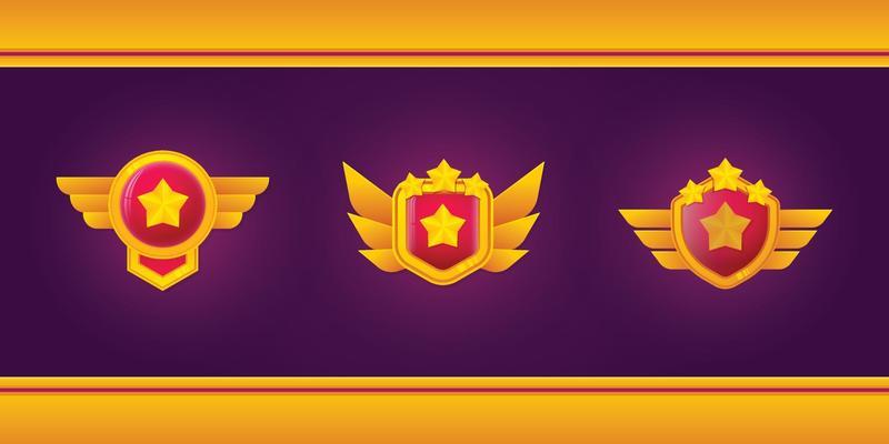 Golden game award frame, vector icons assets for game design.
