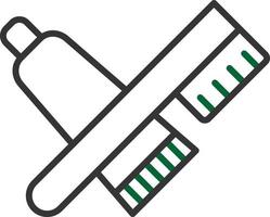 línea de cepillo de dientes de dos colores vector