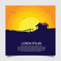 Sunset House Landscape vector