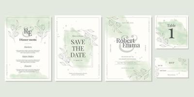 Wedding invitation set of abstract watercolor shapes vector