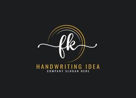 Initial F K letter handwriting logo Design vector