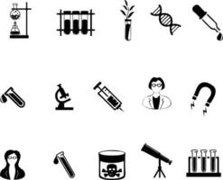 set of Science icon vector silhouette