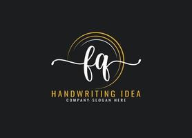 Initial F Q letter handwriting logo Design vector